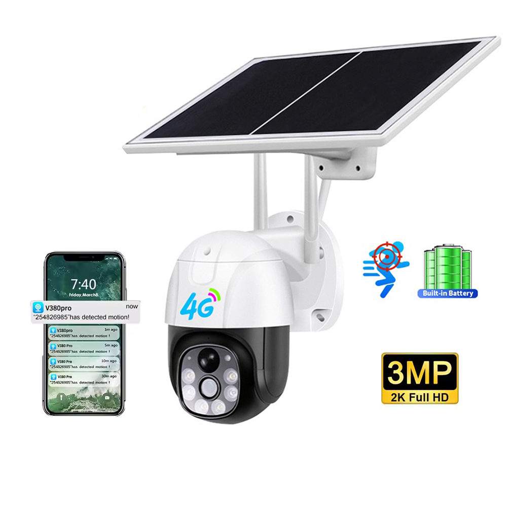 Techsuit - Outdoor Solar Camera (VC9-4G) - Full HD, Night Vision, Motion Detection, Alarm, Sim Card, Waterproof - White 1217863 1217863
