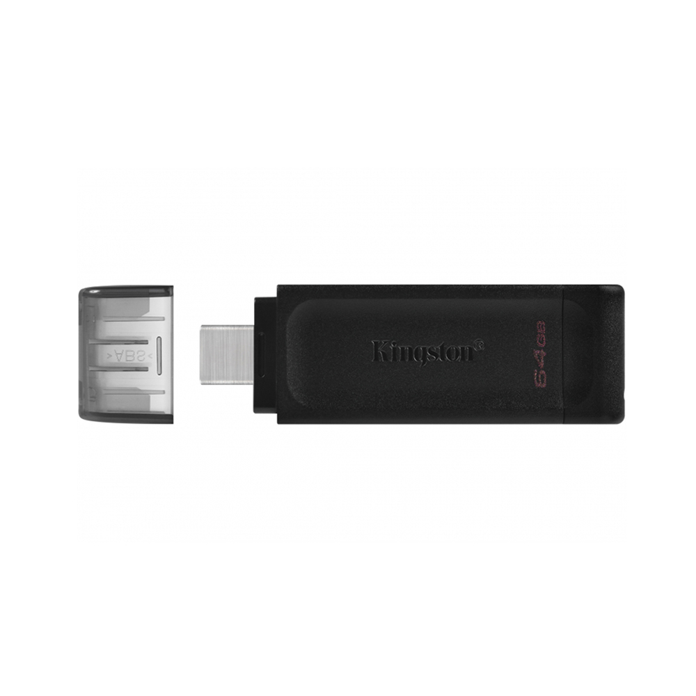 Kingston - Memory Stick DT70 (DT70/64GB) - USB-C 3.2 FlashDrive, 64GB - Black 1081687 1081687
